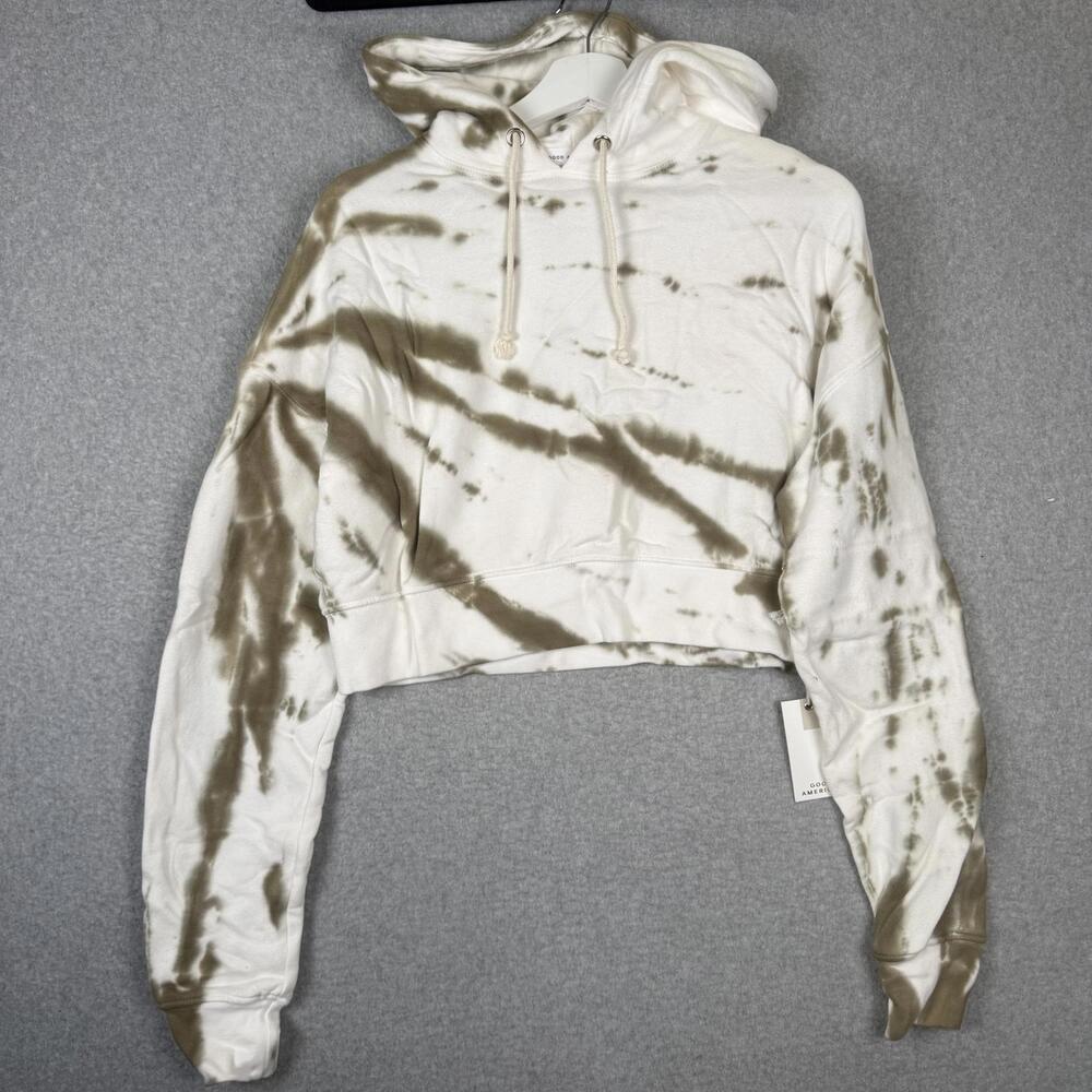 Brand New Good American Cropped & Cool Hoodie in the Putty Tie Dye Color Size 1